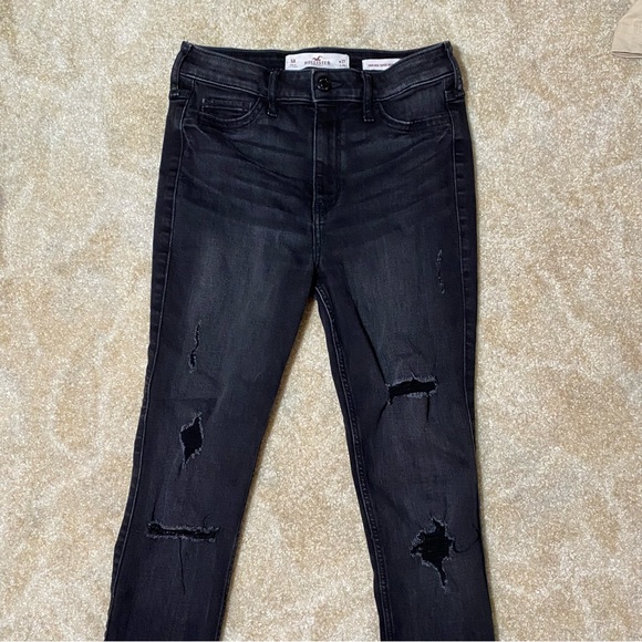 Hollister Distressed High Rise Super Skinny Black Jeans 5R - Picture 6 of 13